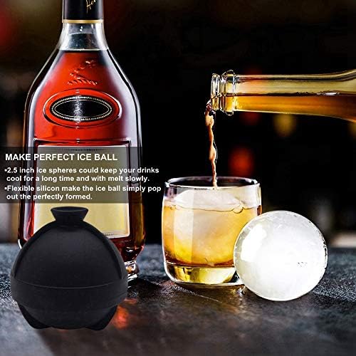 Silicone Ice Ball Molds with Built-in Funnel for Whiskey,Set of 2 - Image 4