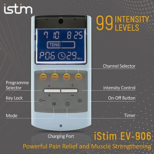 iStim TENS EMS Muscle Stimulator, EV-906 for Pain Relief and Muscle Strengthening, Japanese Gelled Electrodes Included - Image 3