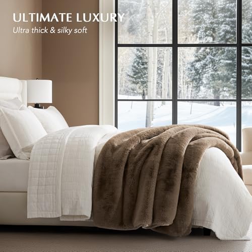 EVERGRACEHOME Faux Chinchilla Fur Throw Blanket, 50"x60", Tawny Mink - Image 4
