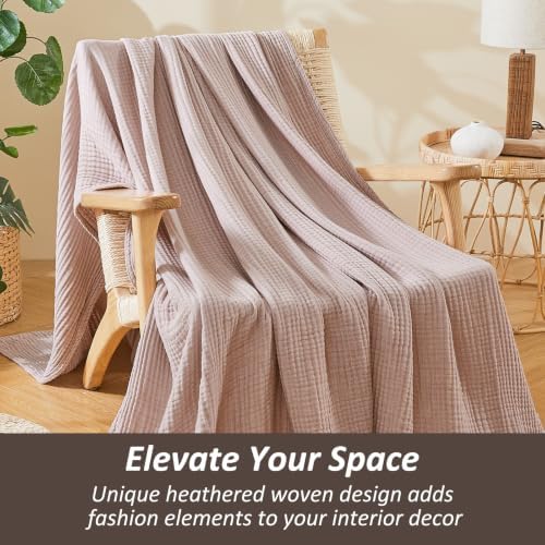EMME Cotton Muslin Twin XL Blanket Breathable Gauze Soft Lightweight Blankets Adults Gifts for Women (Heather Dusty Pink, 66"x90") - Image 4