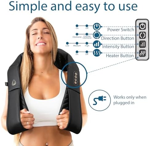 InvoSpa Shiatsu Massager with Heat - Deep Tissue Kneading Pillow for Neck, Shoulders, and Back - Electric Full Body Massage - Image 2
