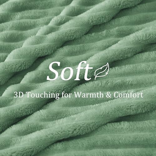 BEDELITE Ribbed Twin Blanket for Couch & Bed, Green, 60"x80" - Image 5