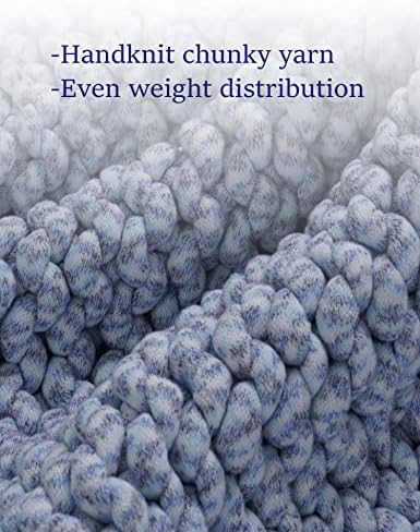 YnM Weighted Blanket, Handmade Chunky Knitted Design, Soft and Cozy, Temperature Regulating and Breathable, Machine Washable Throw for Sleep or Home Decor (Blue Fancy Yarn, 80x87 Inch, 25lbs) - Image 2
