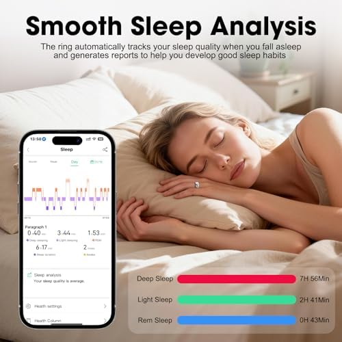 Smart Ring Health Tracker for Women & Men Fitness Tracker Ring(7#&Floral) - Image 5