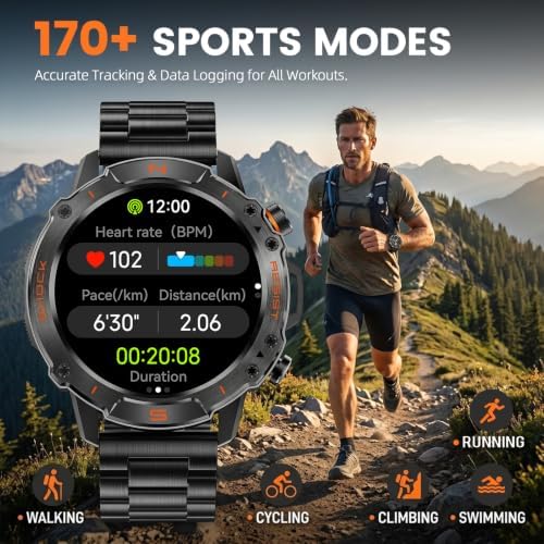 Rugged Smart Watch for Men, 5ATM Waterproof, 170+ Sports Modes,1.43" AMOLED - Image 4