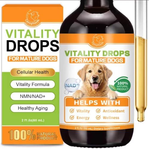 Mature Dog Vitality Drops with NMN,NAD+ & CoQ10-Longevity Supplement,Healthy Aging,Cellular Energy & Antioxidant Support -60ml（2 FL OZ） by Cdoagthealth