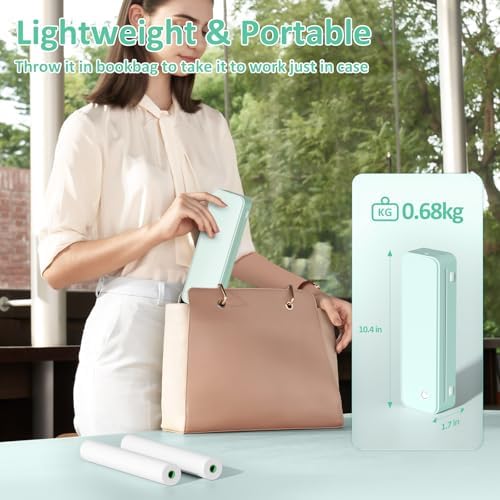 Gloryang Inkless Portable Printer for Travel, Wireless Thermal Printer Supports 8.5 x 11 Inch Thermal Paper, Bluetooth Machine Includes Carry Case and 3 Rolls of Paper Kit, Green - Image 2