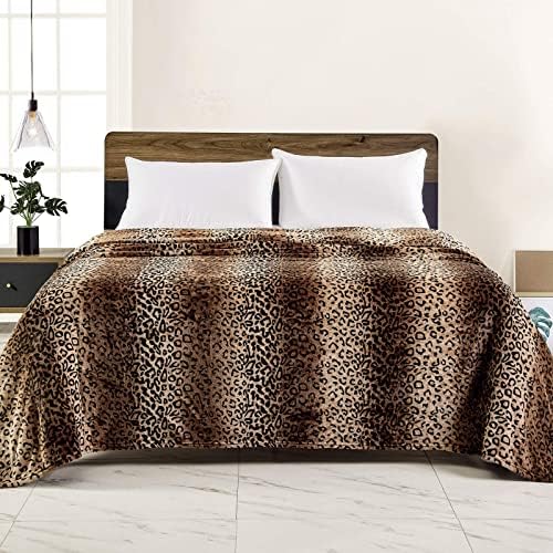 Viviland Flannel Fleece Blanket Queen Size 90x90 inches, Lightweight, Super Soft Cozy Warm Blanket, Leopard Print - Image 2