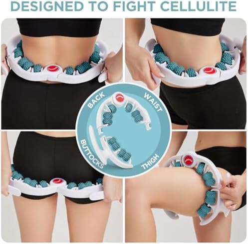 Cellulite Massage Tool - Lymphatic Drainage Massager - Muscle Roller, Deep Fascia Massage, Dimpled Skin Removal, Legs/Thighs/Buttocks, Anti-Cellulite Roller, Smooth Skin (14 Wheel - Green) - Image 6