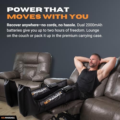 Professional Leg Compression Massager Recovery System | Cordless Rechargeable Air Recovery Boots with Sequential Compression | Fast Recovery & Improved Circulation [Large, Black] - Image 7