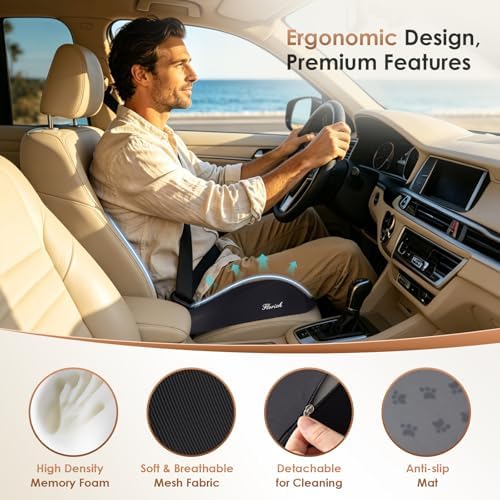 FLORICH Upgrade Large Car Seat Cushion for Long Sitting, Ergonomic Memory Foam Driving Seat Cushion for Back & Sciatica Pain Relief, Non-Slip Washable Seat Cushion for Car, Driver, Office-Black - Image 3