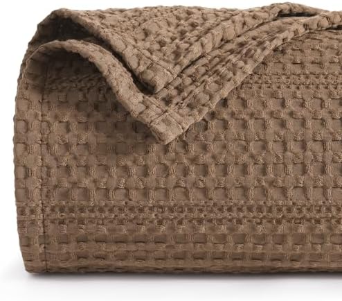 PHF Lightweight Waffle Weave Blanket Twin Size 66"x 90", Soft Woven Summer Blanket for Hot Sleepers - Aesthetic Home Decor for Couch Bed Sofa, Pet Friendly, Mocha by PHF