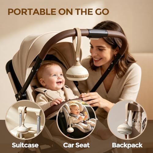 White Noise Machine for Baby, 9 Sounds Beige, Cry Detection Portable Travel - Image 5