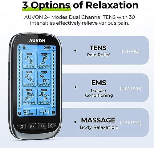 AUVON 3-in-1 TENS Unit Muscle Stimulator for Pain Relief, Large Screen - Image 3