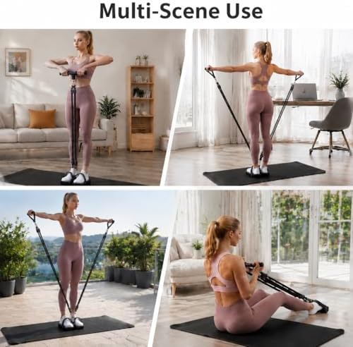 100LB Pedal Resistance Band with Handle, Portable Adjustable Tension Rope, Heavy Duty 4-Tube Full Body Exercise Equipment Set for Home Workout - Image 4