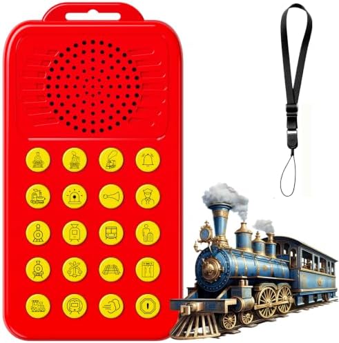Train Sound Effects Machine - 20 Sounds - Gifts for Teen Boys and Girls,Train Whistle for Kids & Adults,3-Level Volume Control,for 3-16 Year Old Boys,Cool Gadgets (Red, Batteries NOT Included) by Unknown