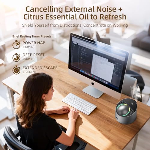 Sound Machine with Aroma Diffuser, Premium Metal Shell 12W White Noise Machine, Soothing Night Light, 50+ Natural Sounds for Sleep, Focus, Relaxation, Perfect System for Adults Kids Baby - Image 5