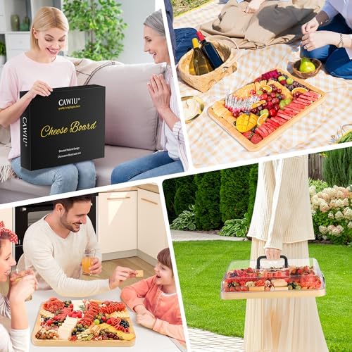 CAWIU Large Charcuterie Board with Lid, Portable Cheese Board & Snack Tray - Image 6