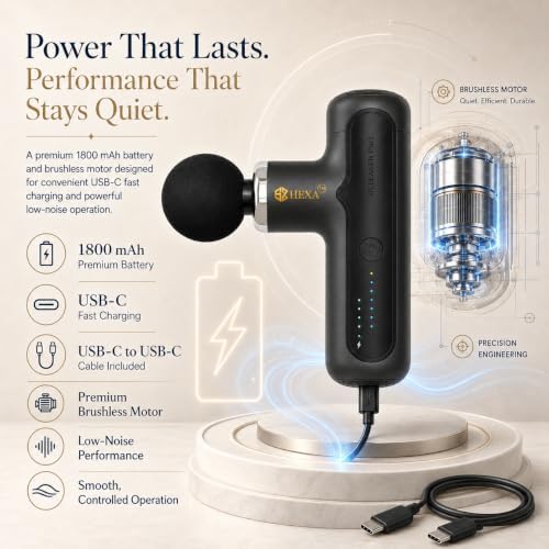 Hexa Mini Massage Gun Deep Tissue, Portable Muscle Massager, Gray - Image 2