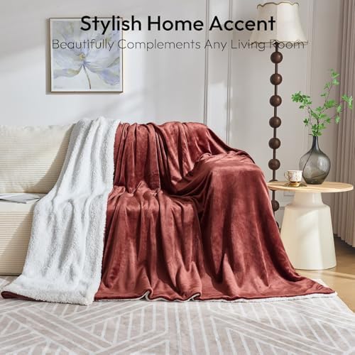 NANPIPER Warm Sherpa Blanket for Couch, Soft Fleece Twin Size for Winter, Fuzzy Plush Throw Gift for Women, Chocolate Brown 60x80 Inches - Image 3
