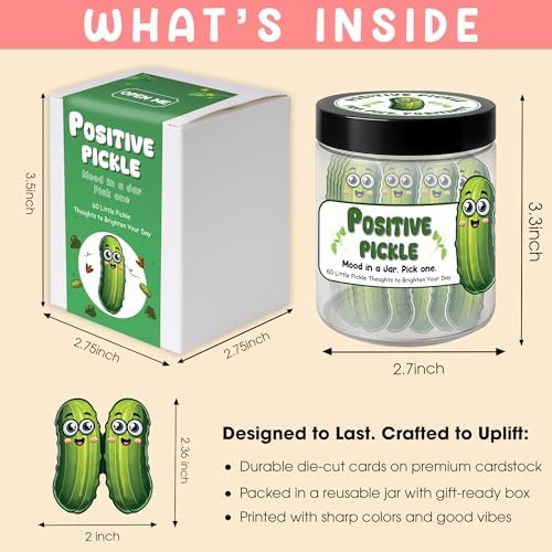 Positive Pickle Jar - 60 Positive Affirmation Cards, Pickle Gifts for Women, Coworkers, Teachers, Friends, Birthday Gift for Womens, Teacher Appreciation Gifts, for Mom - Image 5