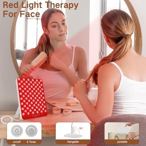 SUXIO Red Light Therapy lamp - 165 LED Red Light Therapy Panel for Face & Body, Portable Deep 660nm - 850nm Near Infrared Light Therapy Device with Eye-Patch, White - Image 4