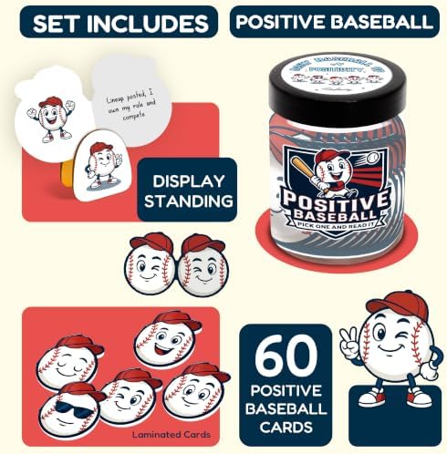 STOFINITY Positive Baseball Jar, 60 Affirmation Cards and Wood Stand - Image 2