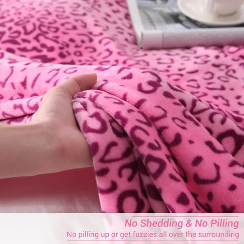 Viviland Flannel Fleece Blanket King Size 90x108 Inches, Lightweight, Super Soft Cozy Warm, Cheetah Print Pink, 100% Microfiber - Image 2