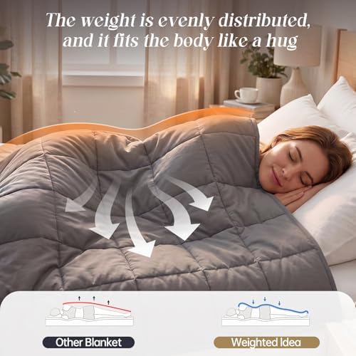 Smart Queen Weighted Blanket for Adults (20 lbs, 60” x 80”, Queen Size) Breathable Heavy Throw Blanket for 160-220 lbs, Soft Thick Blankets with Cooling Glass Beads, All Season, Machine Washable, Grey - Image 5