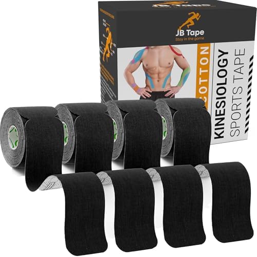 JB Tape Kinesiology Tape, Black, 80 Precut 10-Inch Strips, 4 Rolls by JuneBugzEnterprises