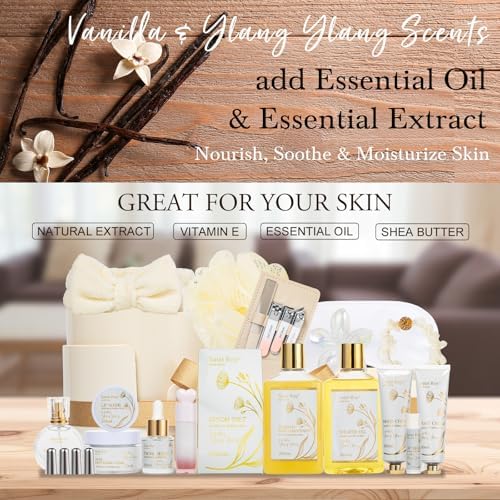 23Pcs Bath and Body Vanilla YLANG YLANG Gifts for Women, Spa Gift Basket - Image 3