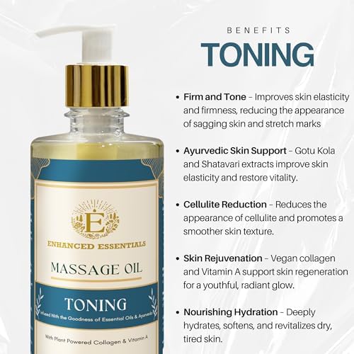 Luxurious Massage Oil by Enhanced Essentials|with Ayurvedic Extracts & Essential Oils | Firms, Nourishes & Uplifts Skin | Fast-Absorbing, Non-Greasy, Clean Formula|16.9 fl oz (500ml) (Toning) - Image 6