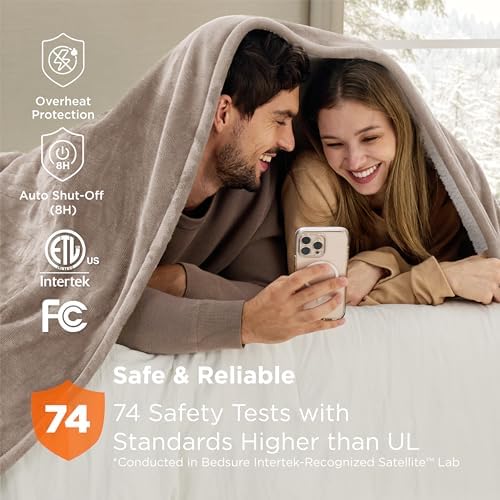Bedsure Heated Blanket King Size, Dual Control Electric Blanket, Taupe - Image 7