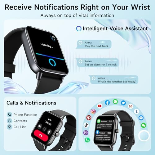 Smart Watches for Men Women, Alexa Built-in, 1.8" Smartwatch with Heart Rate/SpO2/Sleep/Stress, IP68 Waterproof Fitness Tracker with Bluetooth Call (Answer/Make), 101+ Sports Modes, for Android iPhone - Image 2