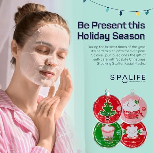 SpaLife Beauty Stocking Stuffers Christmas Face Mask Bundle | Korean Facial Masks | Hydrating, Smoothing, Refreshing and Clarifying Sheet Mask Set | Christmas Stocking Stuffers for Women | 12 Pack - Image 5