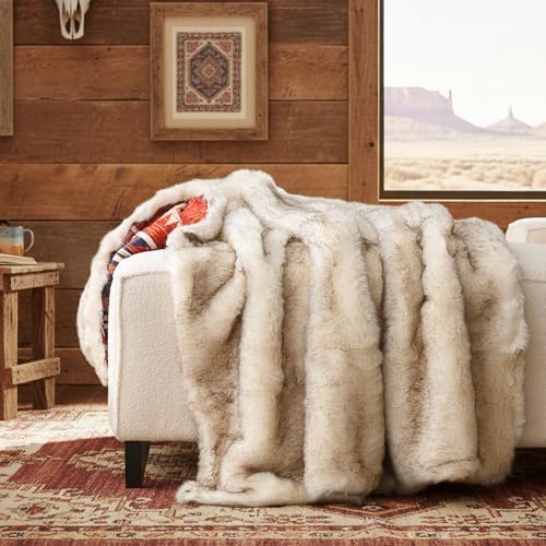 Luxury Plush Faux Fur Throw Blanket with Aztec Pattern, Super Warm, Fuzzy, Elegant, Fluffy Decoration Blanket for Couch, Armchair, Sofa and Bed, 60''x 80'', Red - Image 2