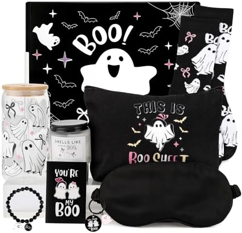 9 Pcs Boo Basket Stuffers for Women Black Halloween Spooky Gift Box by Yetene