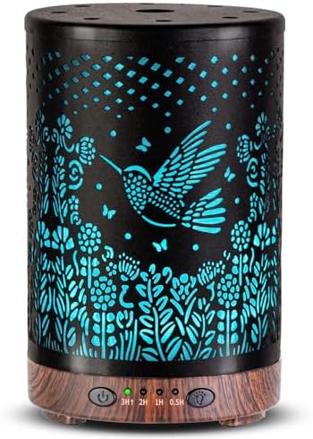 Essential Oil Diffuser 120ML Metal Aromatherapy Diffuser with Timer, Cool Mist Humidifier with Auto Shut-Off & 7 Color Lights for Home Office Spa (Bird) by JOYOLO