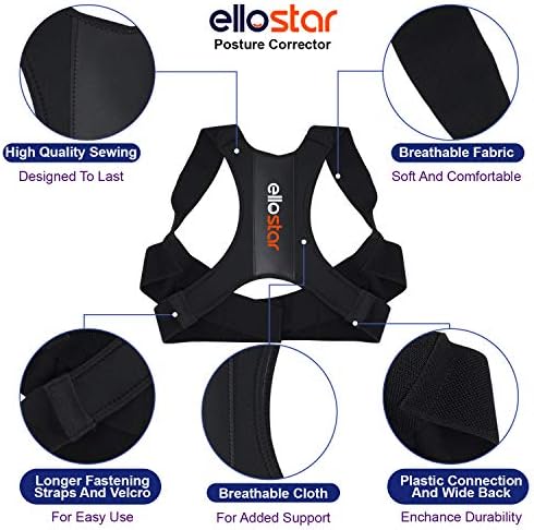 ellostar Back Brace Posture Corrector for Women and Men, Lumbar Shoulder and Back Straightener Posture Improvement Pain Relief (Large) Lower Chest 33 -39 Inch - Image 3