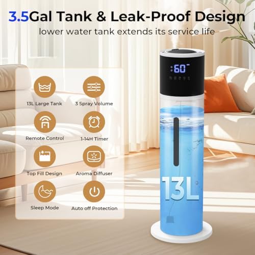 VENTISOL Large Humidifiers for Bedroom, 16L/4.2Gal Quiet Cool Mist Humidifier for Home Large Room, Top Fill Humidifiers for Baby Nursery, Living Room, White - Image 2