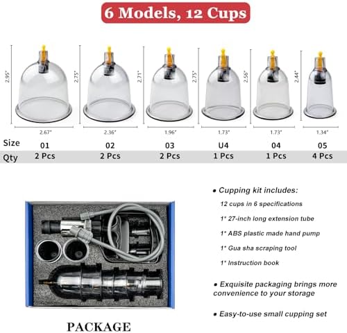 DEFUNX Cupping Set, 12 Cups Cupping Kit for Massage Therapy, Cupping Therapy Set with Pump for Back Massage, Pain Relief, Physical Therapy - Image 2
