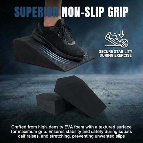 2 Pack Squat Wedge Block for Heel Elevated Squat Weightlifting Calf Stretcher Slant Board for Mobility Balance and Strength Performance - Image 7