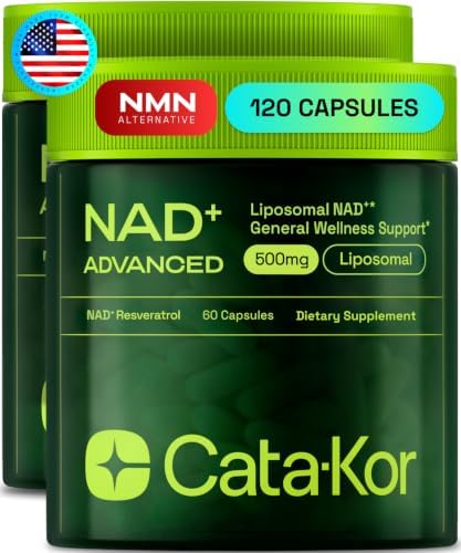 Cata-Kor Liposomal NAD Supplement with Resveratrol – NMN Supplement Alternative – 60-Day Supply – Third-Party Tested – 120 Capsules – Advanced NAD+ Resveratrol -Pack of 2 by Cata-Kor%7CCataKor%7CCatakor