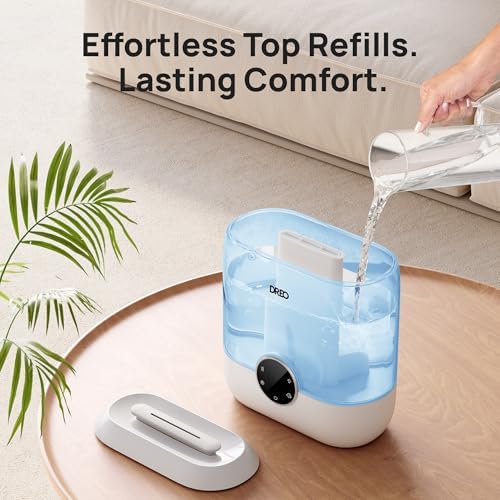 DREO Humidifiers for Bedroom, 6L Top Fill Supersized Cool Mist Humidifier for Large Room, 60 Hour Runtime, Quiet Ultrasonic Humidifiers for Plants, Baby, Indoor, Home, Night Light, Blue - Image 4