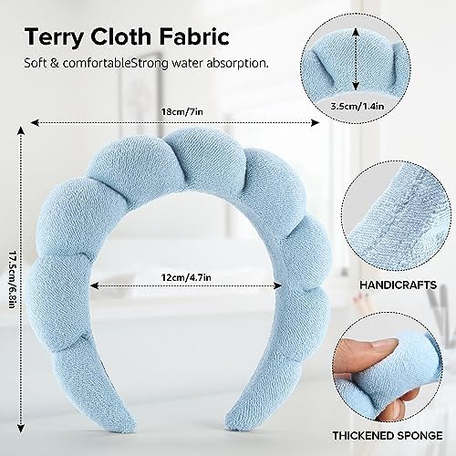 Ztomine Face Wash Headband, Set of 2 - Terry Cloth Spa Headbands for Washing Face or Facial, Puffy Makeup Headbands for Skincare, Mask, Hair Salon, Professional Use (Black & Blue) - Image 5