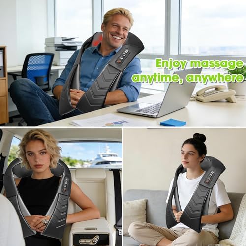 UFFAE Cordless Shiatsu Neck and Back Massager with Heat, Electric Deep Tissue Kneading Neck and Shoulder Massage, Best Gifts for Women Men Mom Dad Mothers Fathers Day Birthday Gift, Black (Cordless - Image 6