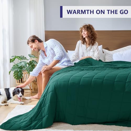 King Size Weighted Blanket for Adults (25 lbs, 80” x 87”, Dark Green) Cooling Heavy Blanket for Sleeping Perfect for 240-260 lbs, Breathable Blanket for Adults & Couple All Season, Machine Washable - Image 4