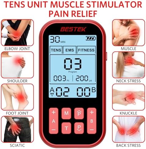 BESTEK TENS Unit Muscle Stimulator, 3-in-1 60 Program with 20 Replacement Pads, Rechargeable EMS Massage Machine for Back, Sciatica,Shoulder,Knee Pain Relief - Image 3