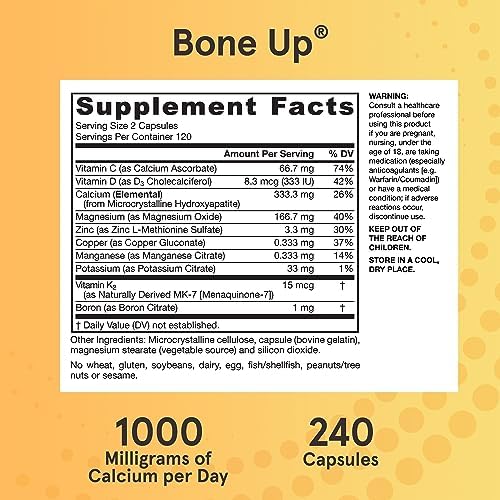 Jarrow Formulas BoneUp, 1,000mg Calcium Per Day, 240 Capsules - Image 5