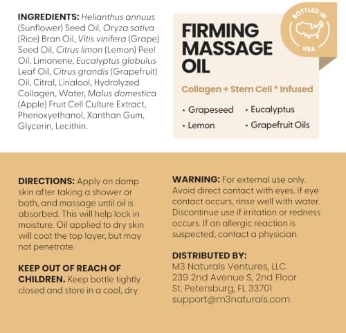 Anti Cellulite Massage Oil & Lymphatic Drainage Massager Kit, 8 fl oz by M3 - Image 4